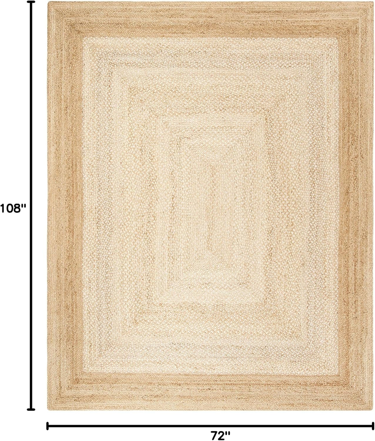 Natural Fiber Collection Area Rug, Natural & Ivory, Handmade Farmhouse Boho Coastal Rustic Jute, Ideal for
