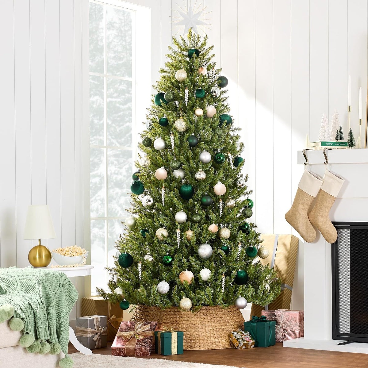 Premium Nordic Fir Christmas Tree, 6 to 9 ft, Unlit Artificial Full Hinged Realistic Holiday Decoration