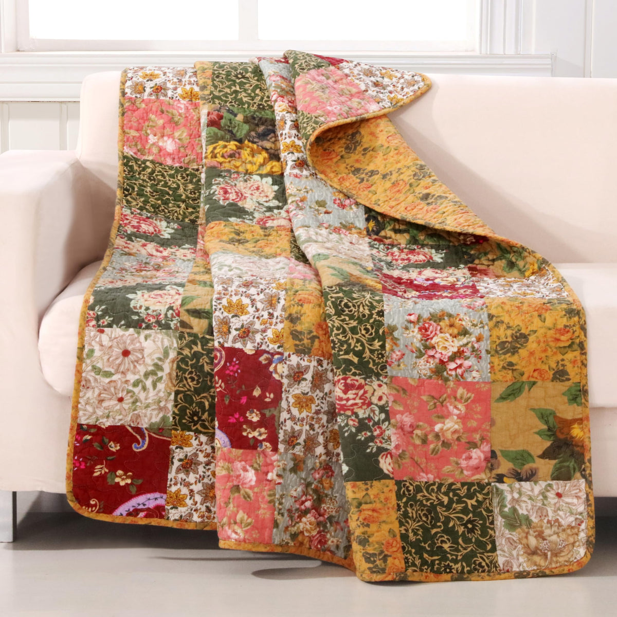 Home Antique Chic Quilted Patchwork Throw, 50" x 60", Multicolor