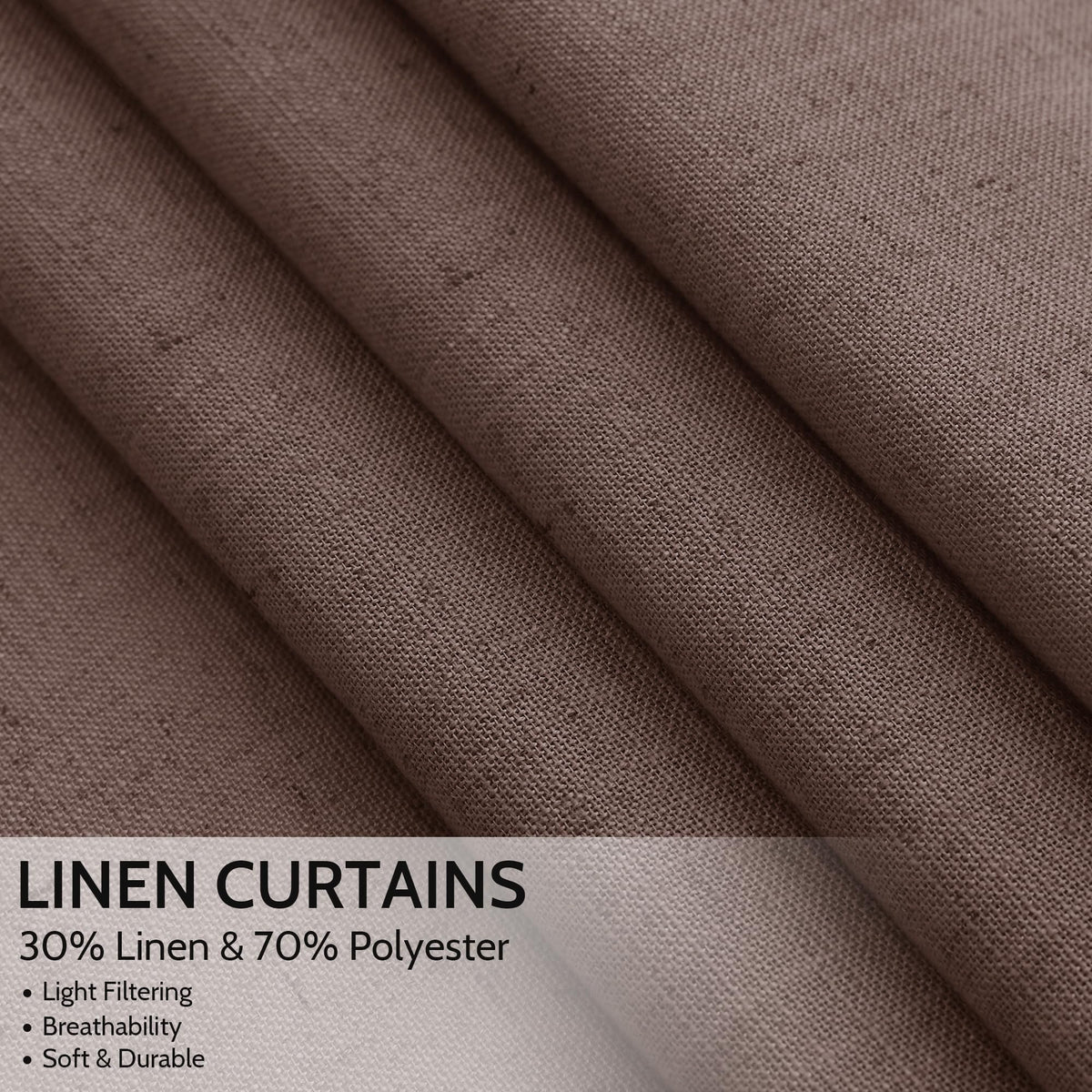 Cappuccino Curtains 63 Inches Long 2 Panel Sets Bedroom, Light Filtering Linen Drapes Windows Rod Pocket or Back Tab