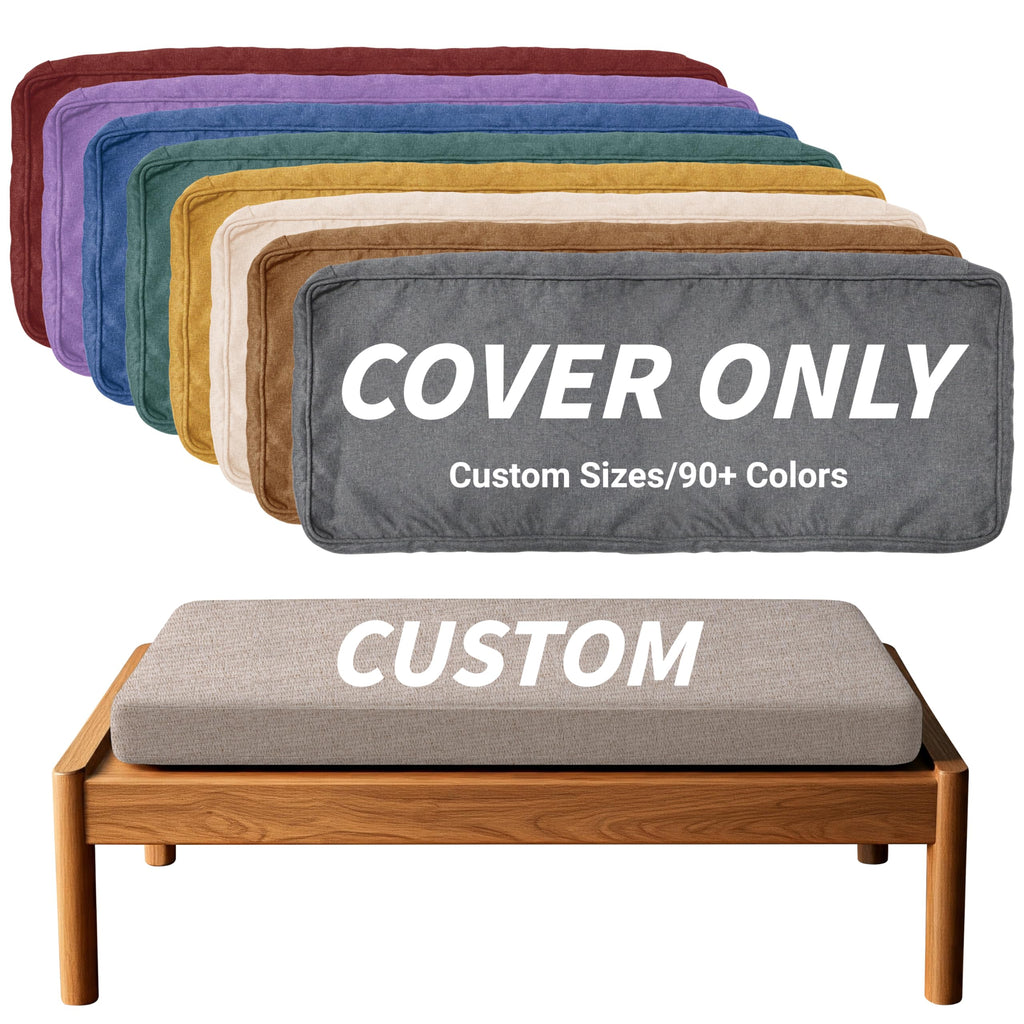 Custom Size Cushion Cover, Replaceable Bench Cushion/Chair/Window Seat Cushion Cover, Indoor/Outdoor Furniture