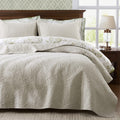Paisley Quilt Set Queen Size, Light Beige Matelasse Lightweight Bedspread, Soft Farmhouse Rustic Coverlet, Spring