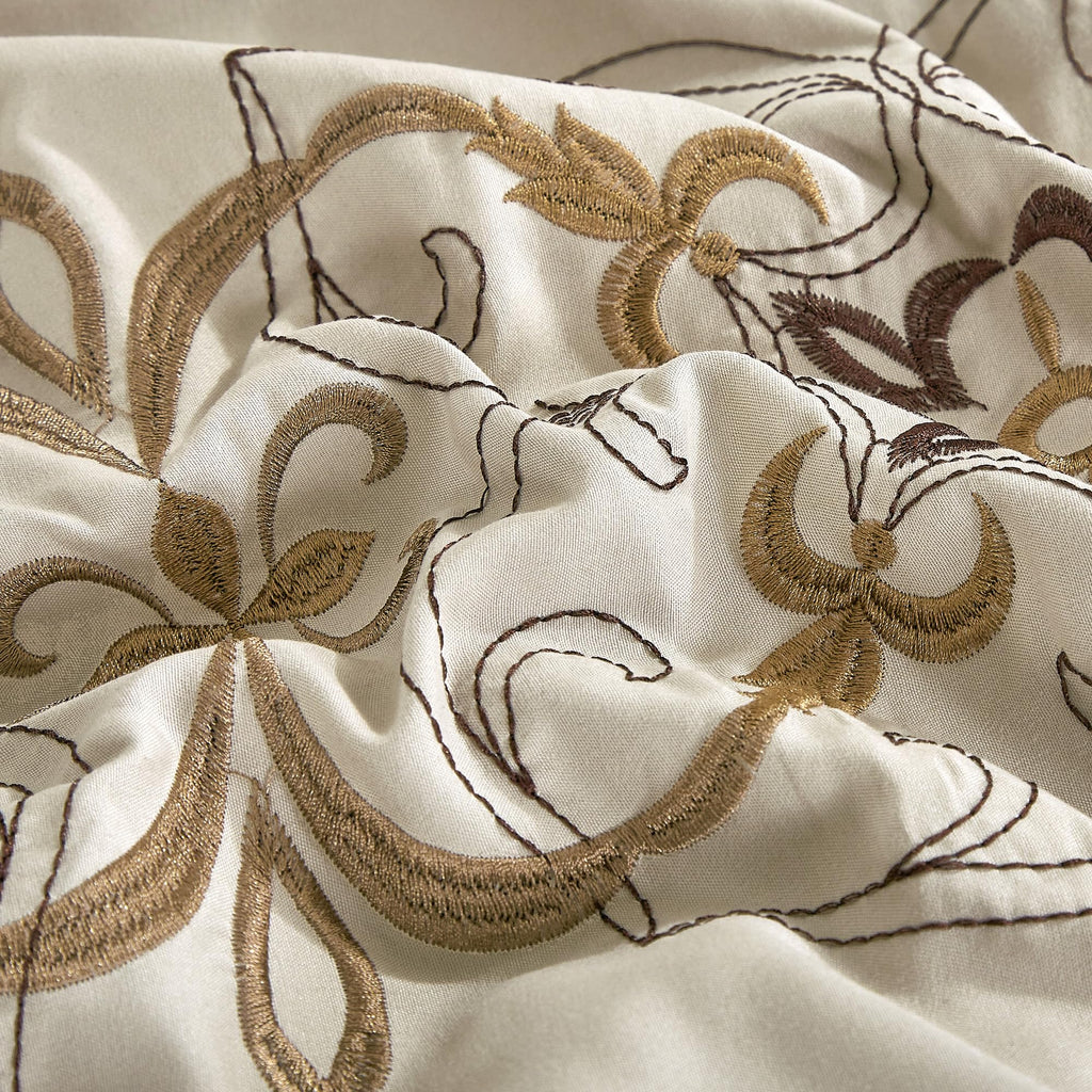 Burnt Orange Comforter Set, 6-Piece Embroidered Floral Bedding King Size