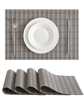 Woven Vinyl Placemats Set of 24, Beige Gray