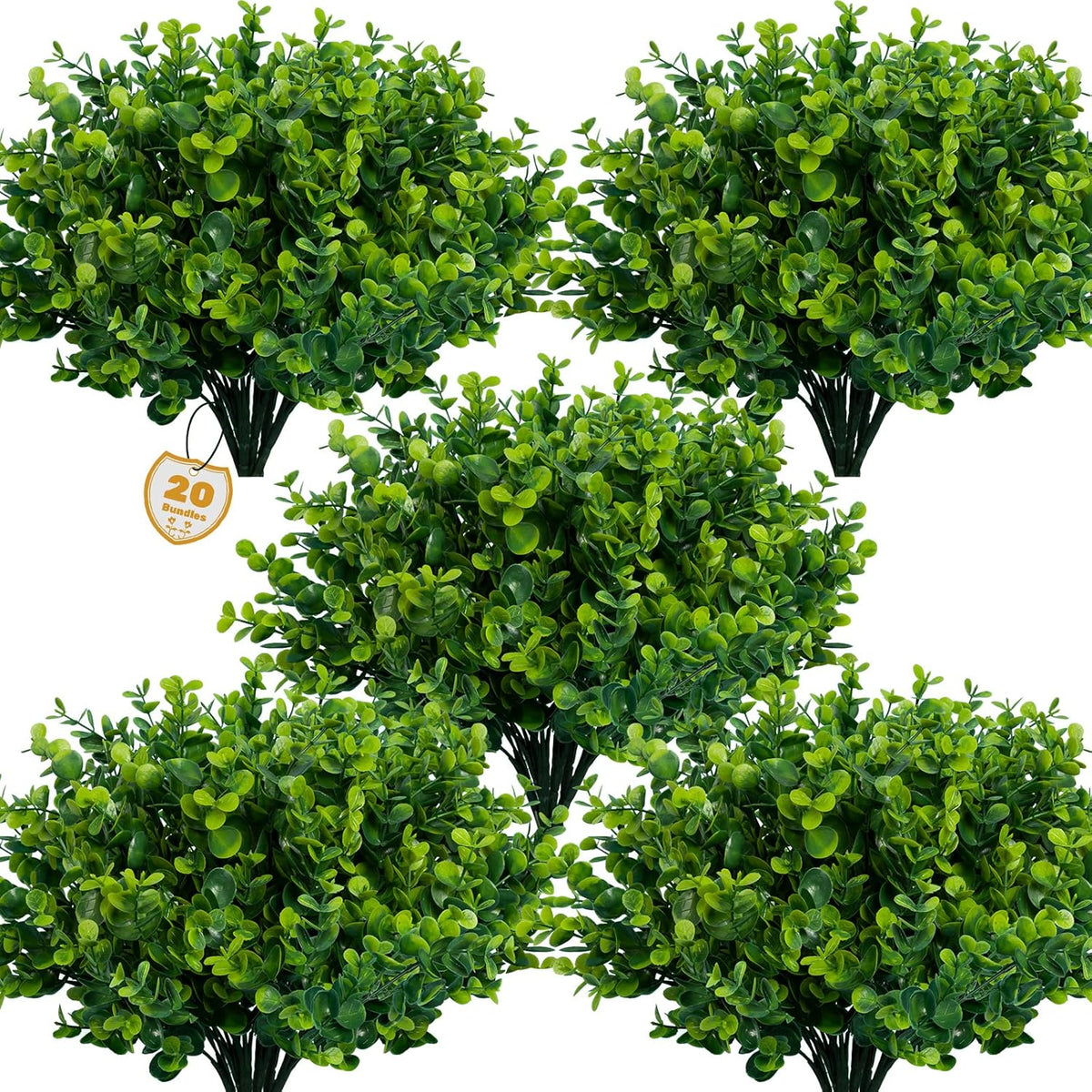 Artificial Greenery Plants Outdoor UV Resistant Fake Plants Boxwood Shrubs Grass,20 Bundles Home Garden Office Patio