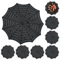 Spider Web Halloween Placemats Set of 8,Black Web Round Table Mats Heat-Resistant for for Dining Table Party