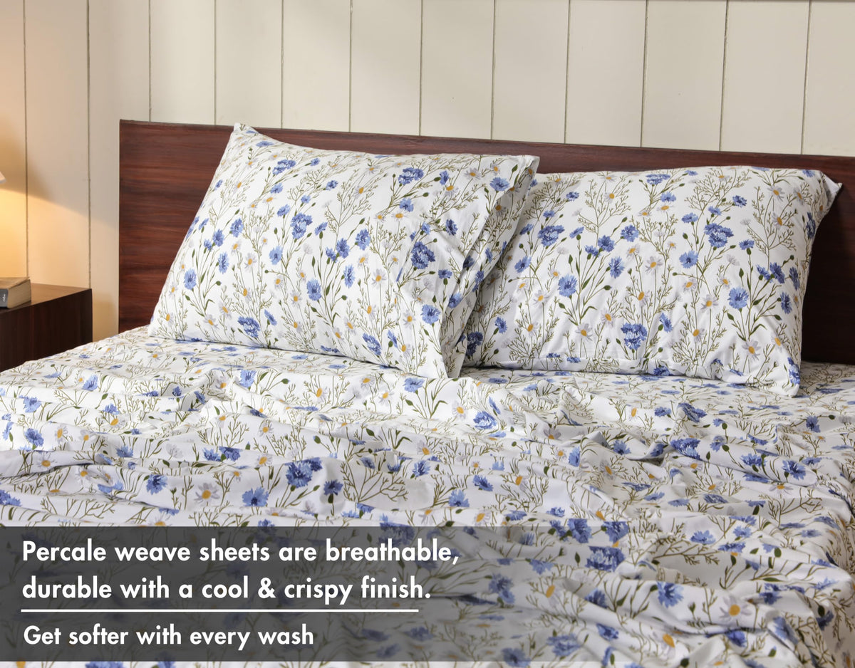 100% Cotton Sheets, Percale Sheet Set, Sweet Pea