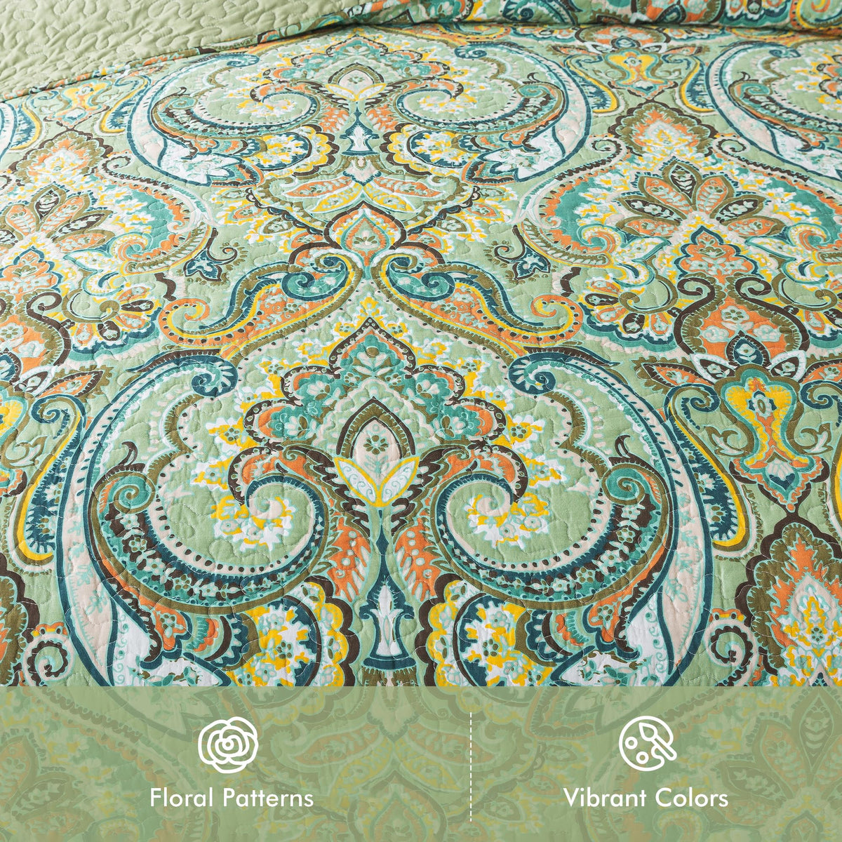 Lightweight Cotton California King Quilt Set - Breathable Reversible Bedspread for Hot Sleepers, Farmhouse Floral