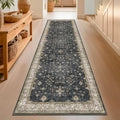 Black Washable 10ft Long Runners for Hallways, Wide Kitchen Runner Rug, Entryway Indoor Rug, Non Slip Rubber