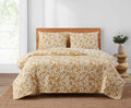Resort Camden Leaf Turmeric Soft Matelasse Jacquard Quilt Set