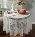 60inch White Round Floral Embroidered lace Table Cloths