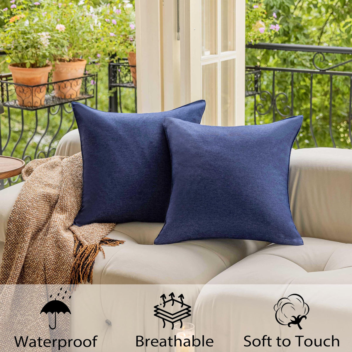 Outdoor Pillow Covers 20x20 Waterproof Decorative Pillow Cases Square Throw Pillows for Couch Outside Patio Garden