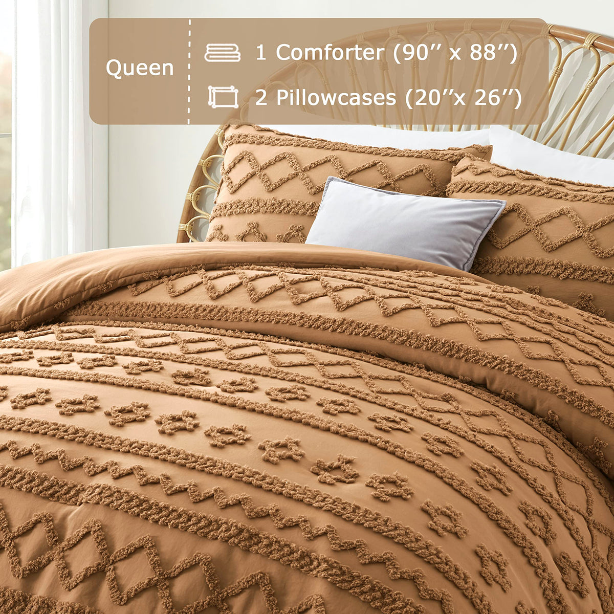 Queen Comforter Set, Tufted Boho Bedding Sets