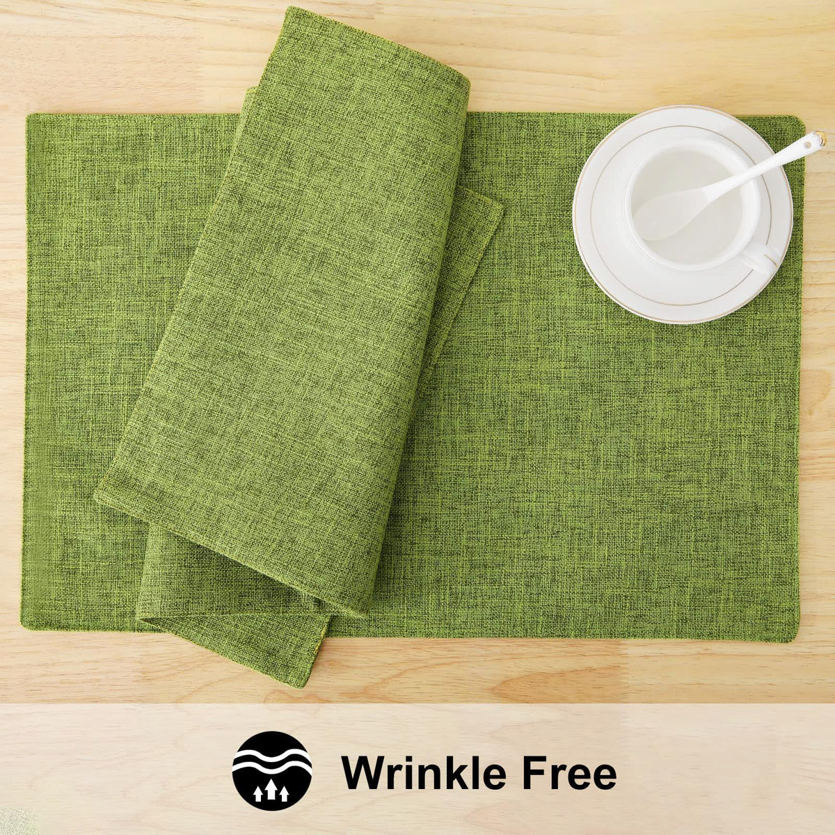 Faux Cotton Linen Placemats Set of 4, Cloth Dining Table Mats