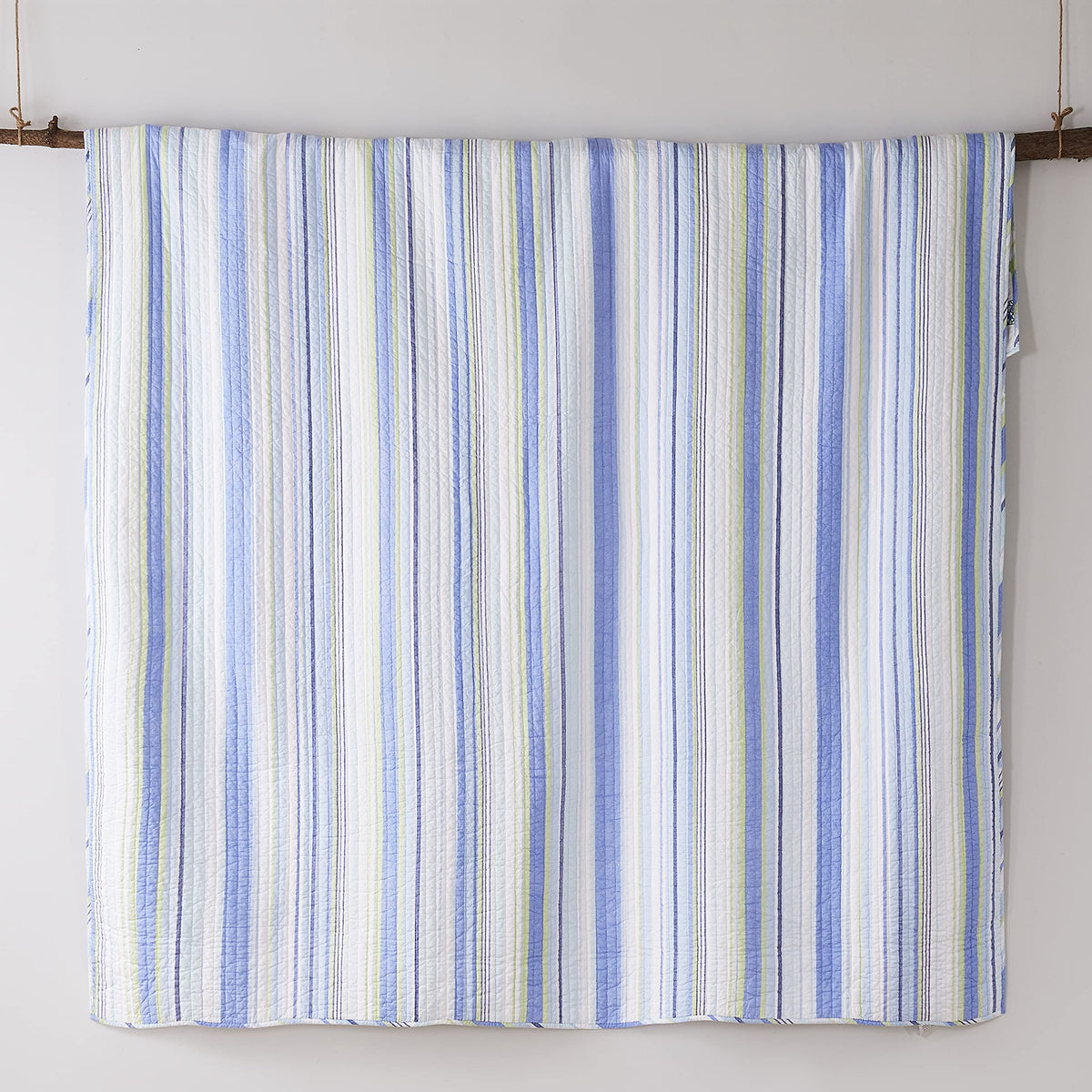 Catalina Quilt Set - Quilt (68x86in.) + One Standard Pillow Sham (26x20in.) - Striped Coastal Pattern in