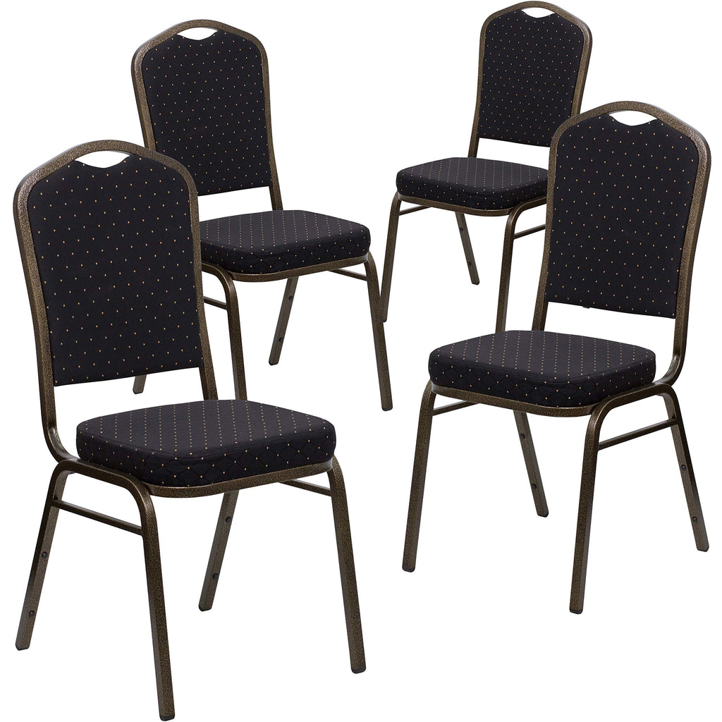 Hercules Crown Back Stackable Banquet Chair, Black, 4-Pack