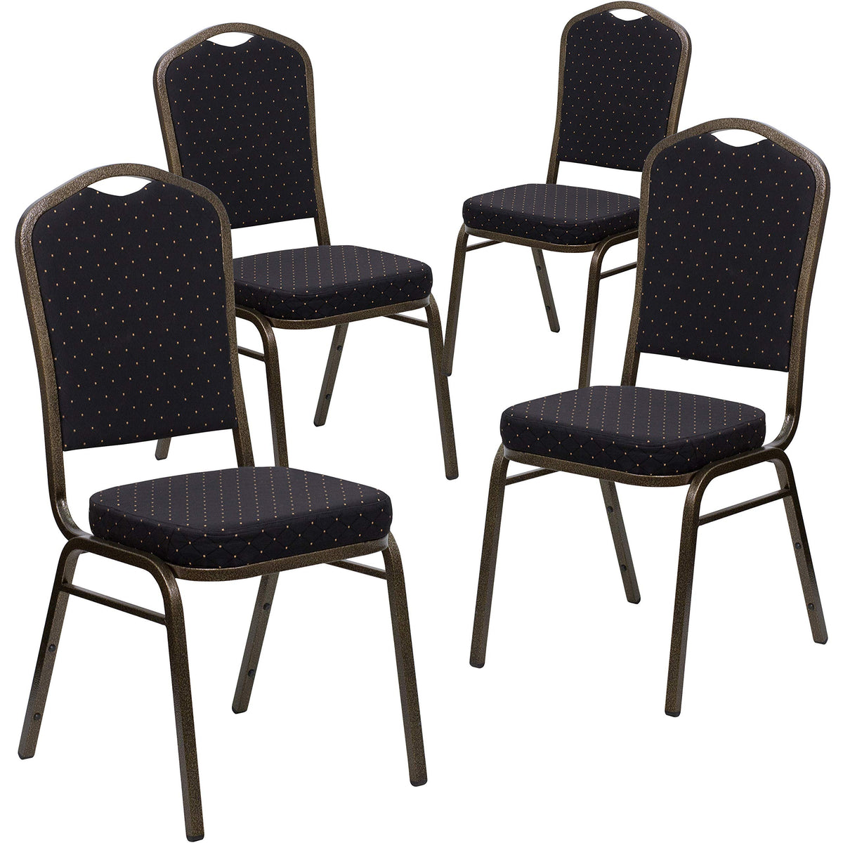 Hercules Crown Back Stackable Banquet Chair, Black, 4-Pack