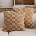 Plaid Pillow Covers 18x18 Square Faux Fur Throw Pillows for Couch Decorative Checkered Pillowcases Bedroom Office