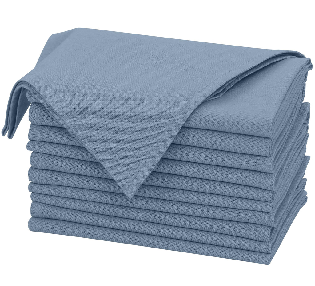 Linen Napkins Set of 12, Linen Cotton Blend 18"x18" - Grey