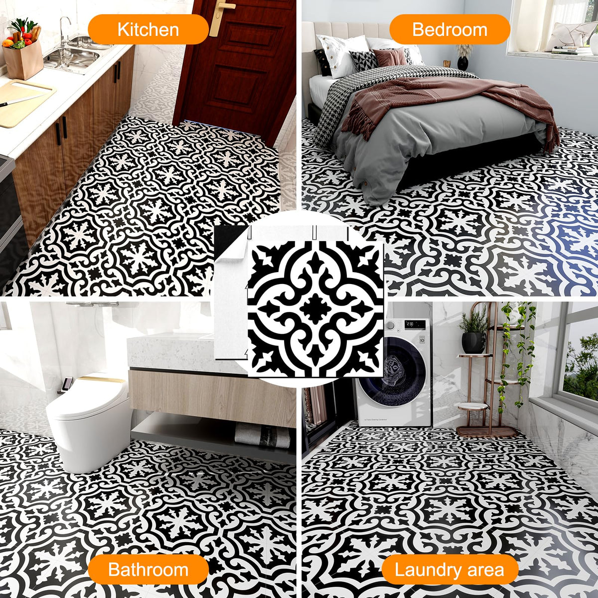 Peel and Stick Floor Tile, Self-Adhesive DIY Vinyl Flooring,Waterproof Tile Sticker , Wall, Fireplace(10PCS,12 x 12