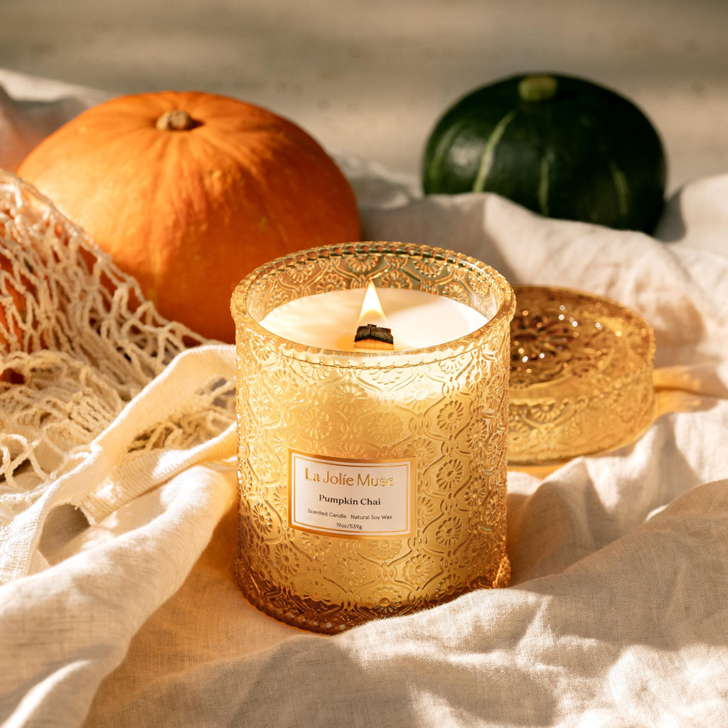 Pumpkin Chai Scented Candles, 19 oz Natural Soy Wax