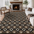 Brown Aztec 8x10 Area Rugs High-Low Plush Pile Western Washable Rug