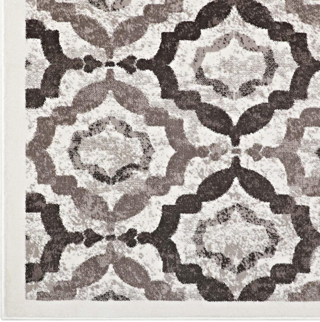 Kalinda Rustic Vintage Moroccan Trellis Area Rug in Brown, Beige and Ivory