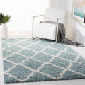 Dallas Shag Collection Area Rug - 6' Square, Seafoam & Ivory, Trellis Design, Non-Shedding & Easy Care, 1.5-inch