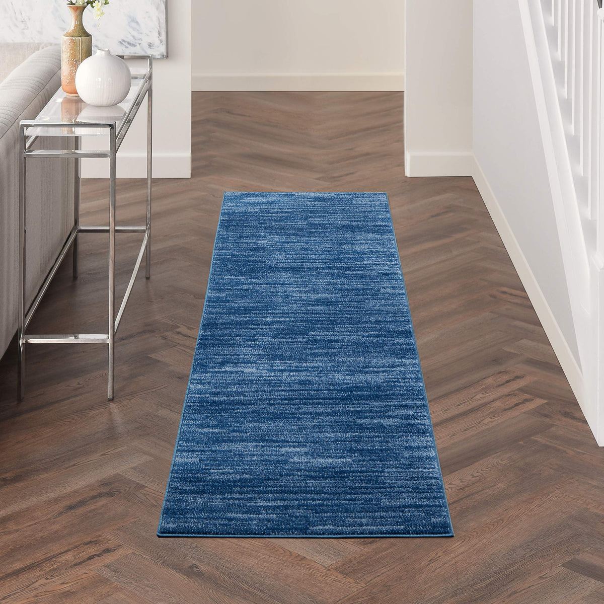 Essentials Navy Blue 2'2" x 10' Area Rug - Easy Clean, Non Shedding, Bed Room, Living Room, Dining Room, Kitchen