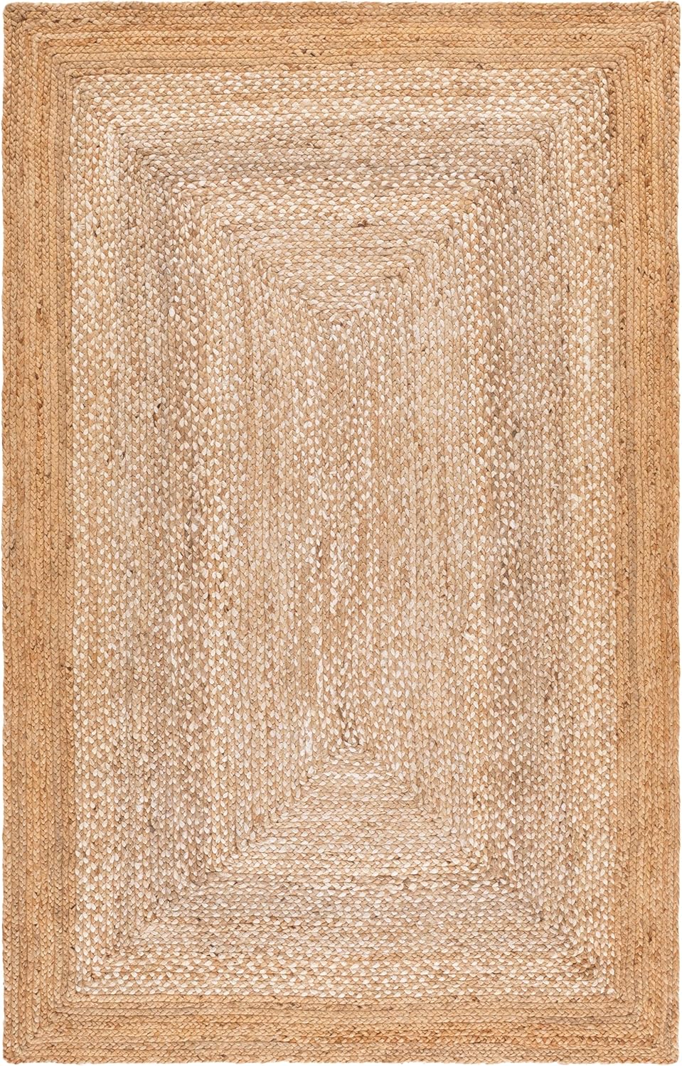 Natural Fiber Collection Area Rug, Natural & Ivory, Handmade Farmhouse Boho Coastal Rustic Jute, Ideal for