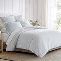 Tobago Stripe Blue Reversible Duvet Cover Set (90x94in) with 2 Pillowcases (26x20in) - Striped - Blue, White