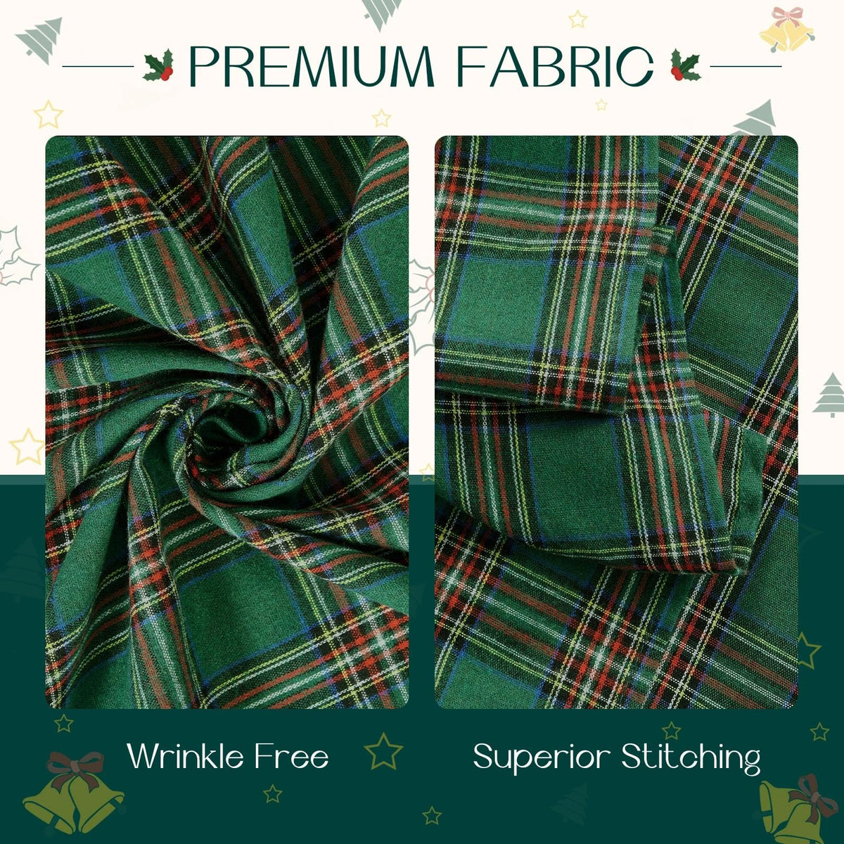Christmas Plaid Ruffled Tablecloth Rectangle, 60x84 Inch Green
