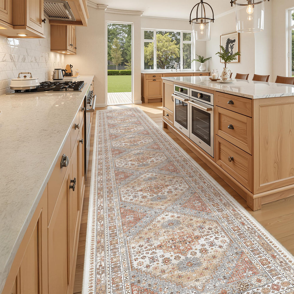 3x20 Runner Rug Non Slip, Washable Hallway Runner Rug, Orange