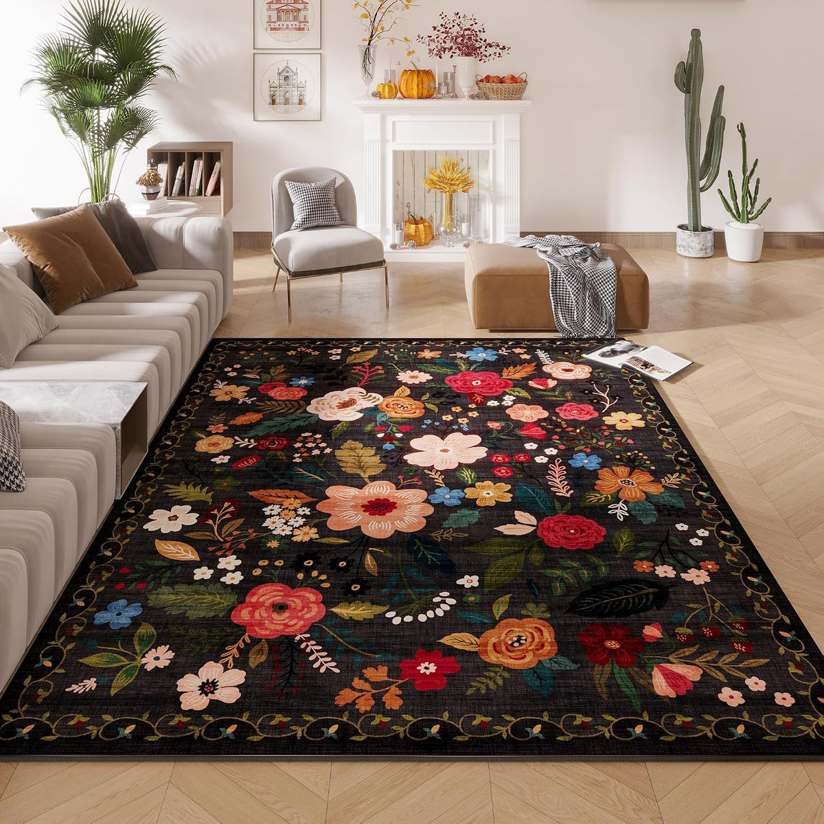 Area Rug Washable, Black