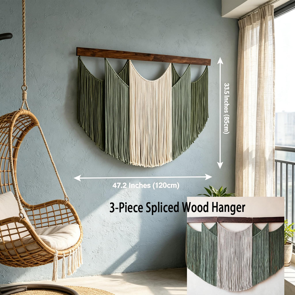 Large Boho Wall Art Decor, Macrame Wall Hanging Tapestry Cotton Yarn Dip Dyed Ombre Bedroom Above Bed Headboard