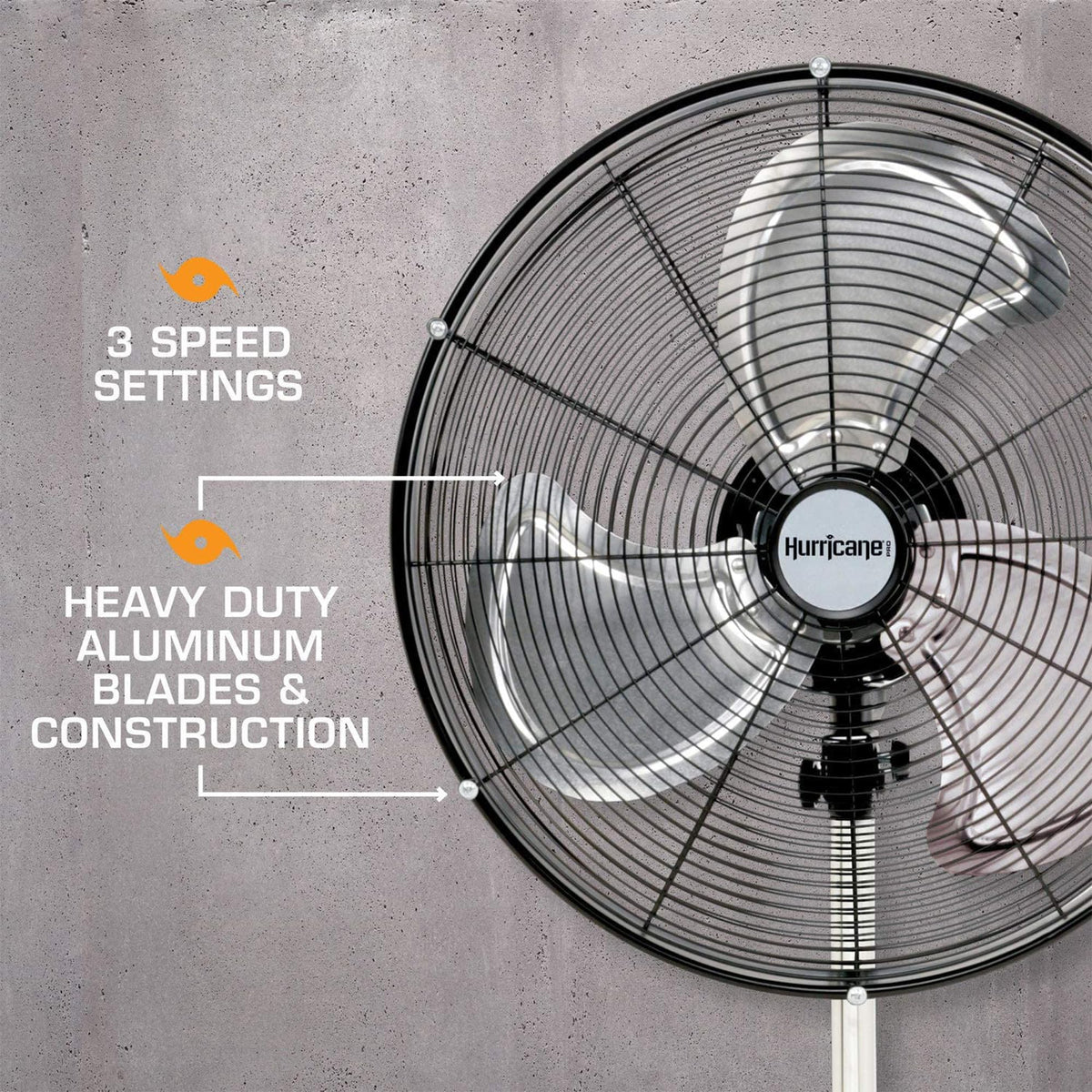 Pro High-Velocity Oscillating Metal Stand Fan, 3 Speeds, 20in