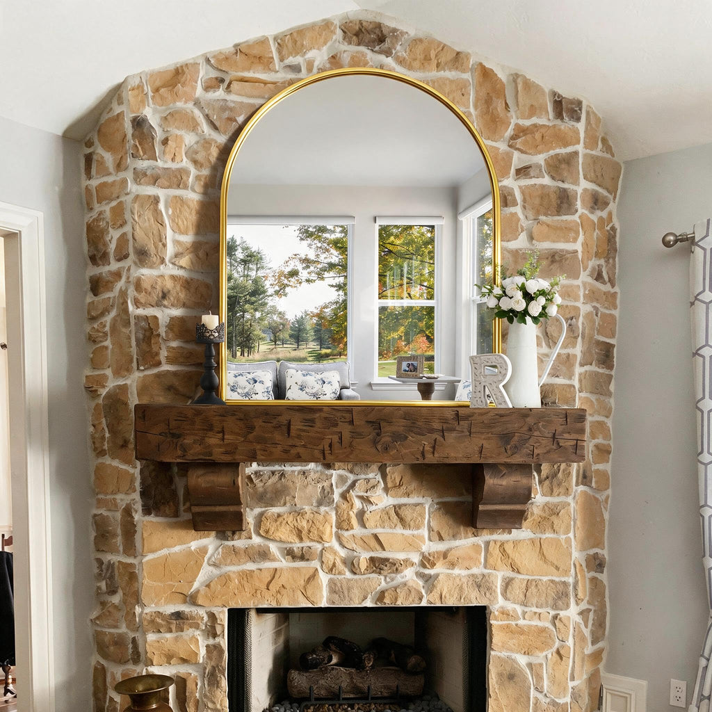 Arched Wall Mirror, 40"x48" Gold Arched Mirror Table