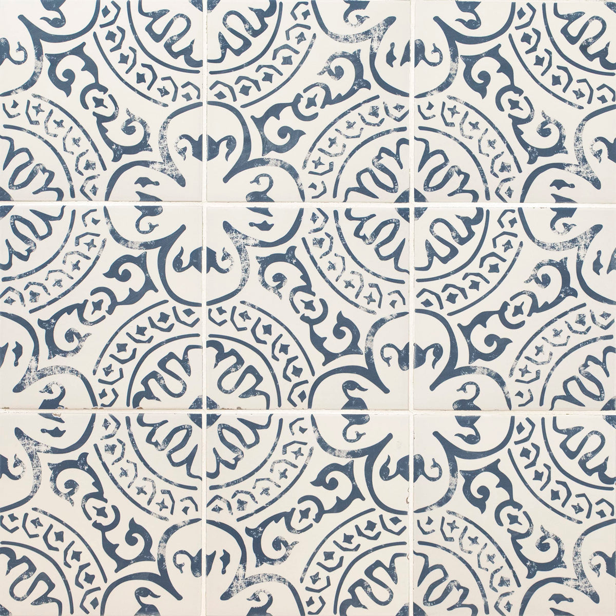 Porcelain Floor & Wall Tile | Indigo Encaustic | 8" x 8"