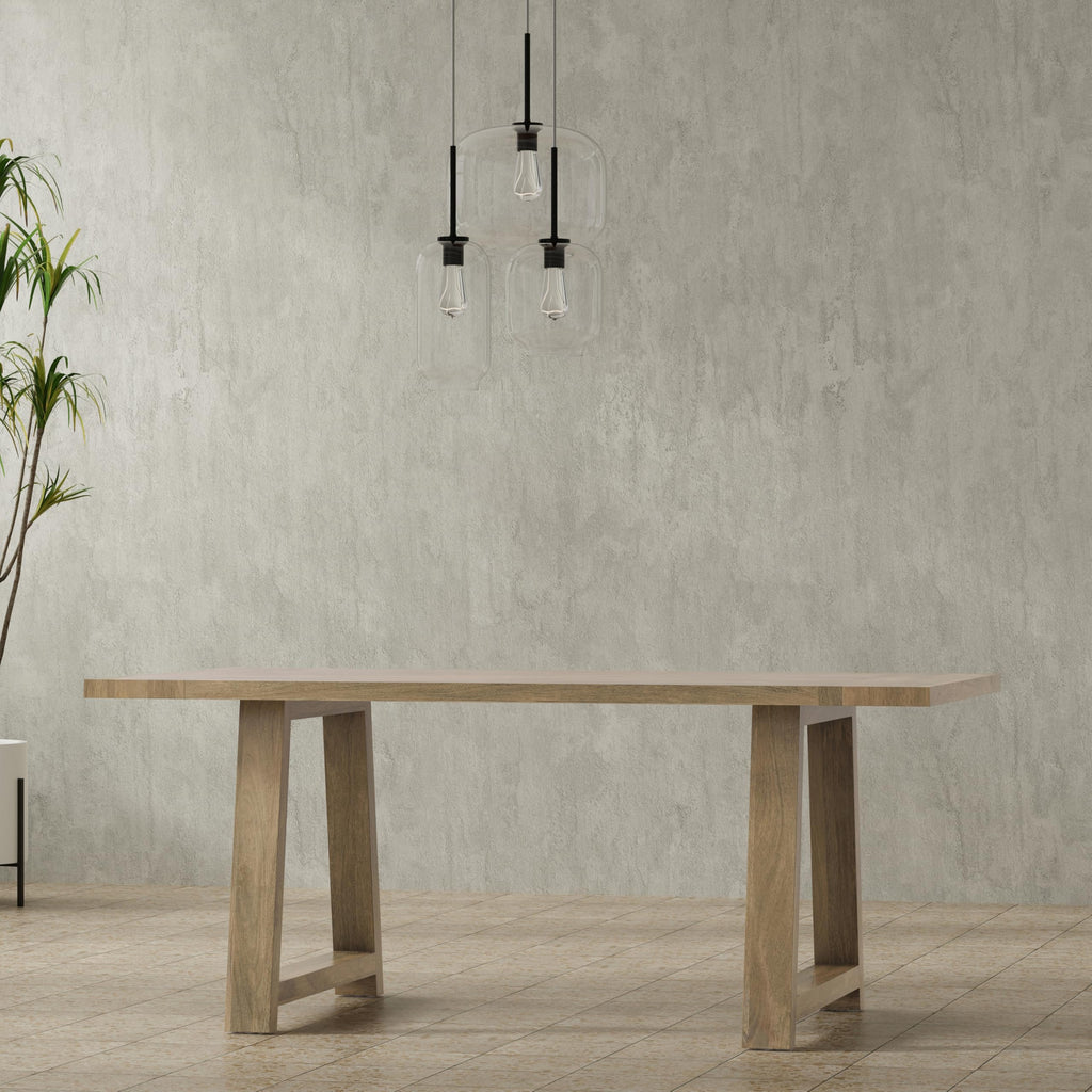 Whitley 72" Wide Solid Mango Wood Dining Table in Grey Wash