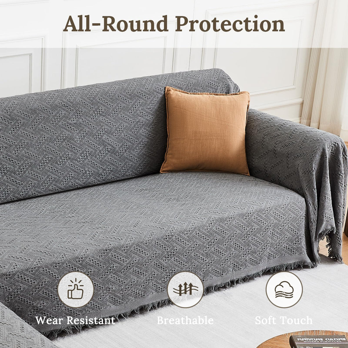 2 Piece Sectional Couch Cover for L Shape Sofa Dark Grey XL