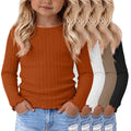 4 Pack Toddler Girls' Long Sleeve Shirts Cotton Tops 4Color