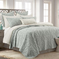 Helena Sage Quilt Set - Quilt (88x92in.) and 2 Standard Shams (20x26in.) - Ornate Paisley Medallion - Sage