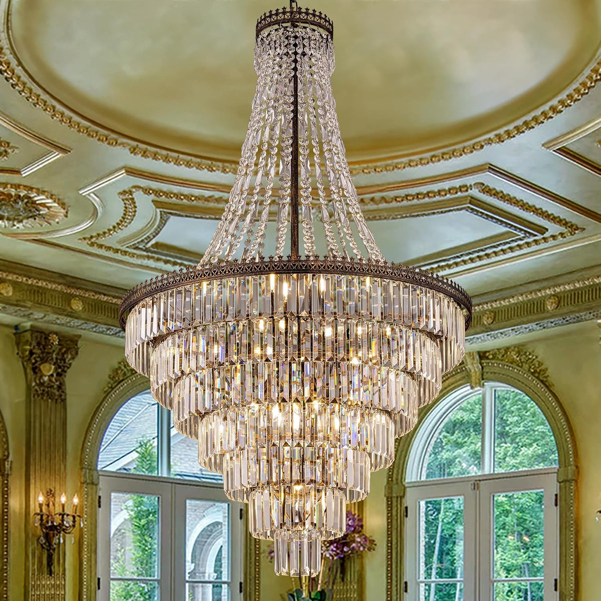 French Empire Crystal Chandelier in Modern Farmhouse Style for Dining Rooms
