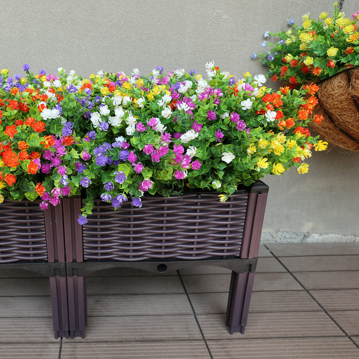 20 Bundles Artificial Flowers Outdoor Fake Plants, UV Resistant No Fade Faux Plastic Greenery Shrubs for Hanging