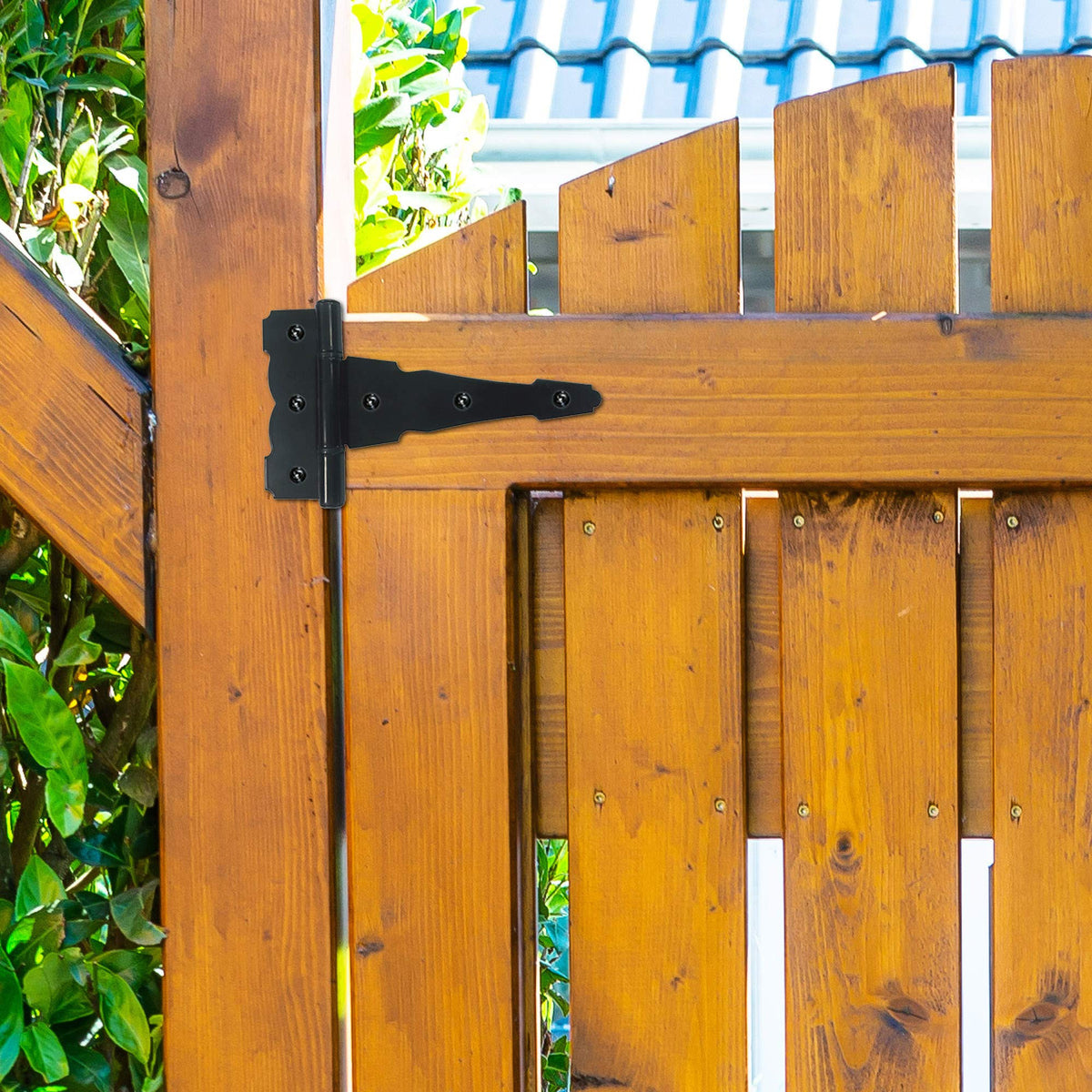 Black Decorative Ornamental Tee Hinge Set - Includes Handle, Hinges, Latch and Catch- 5"