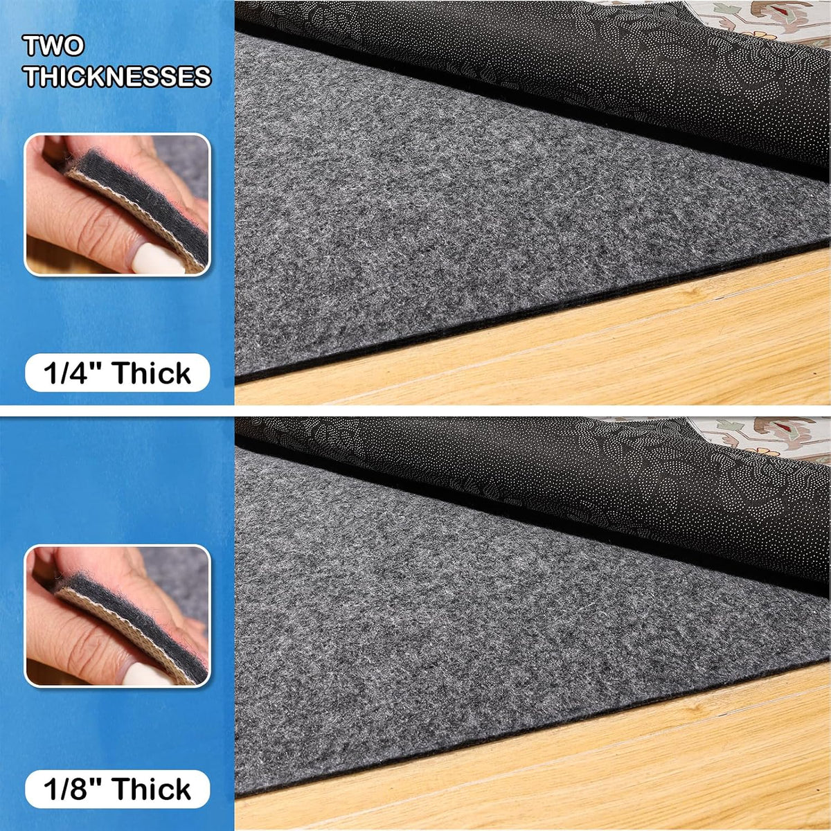 Non-Slip Rug Pads 5 x 7 ft, 100% Waterproof Extra Large Area Rugs Non Skid Rug Pad for All Floors and Finishes