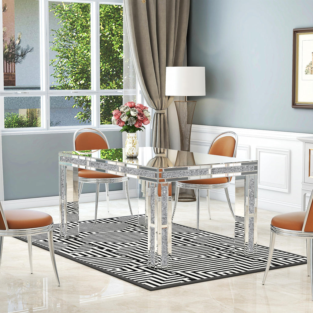 Modern Dining Table Set for 4, Rectangular Glass Kitchen Table