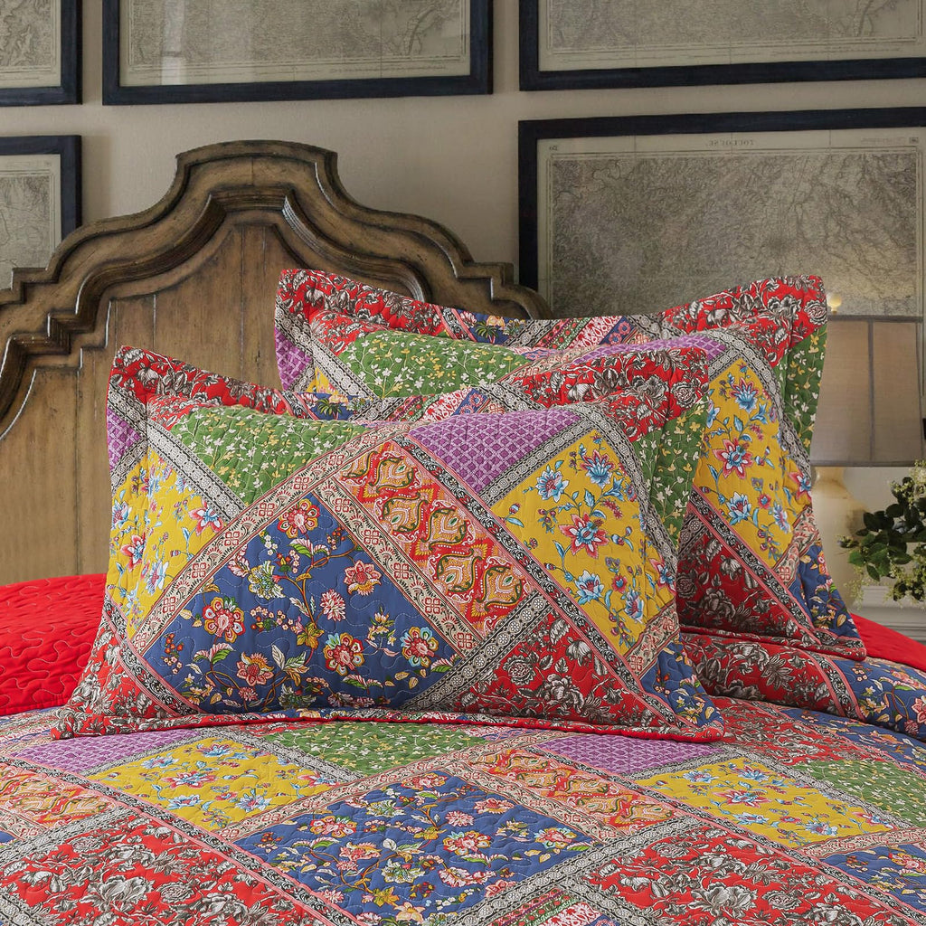 Farmhouse Quilt Set - Vintage 100% Cotton Cover Bedspread