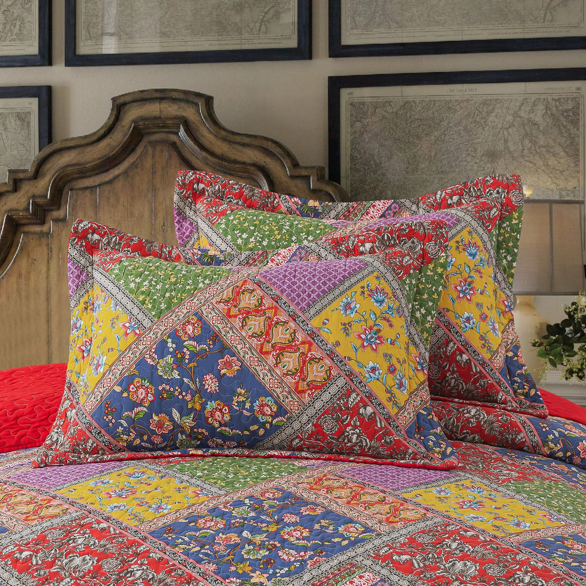 Farmhouse Quilt Set - Vintage 100% Cotton Cover Bedspread
