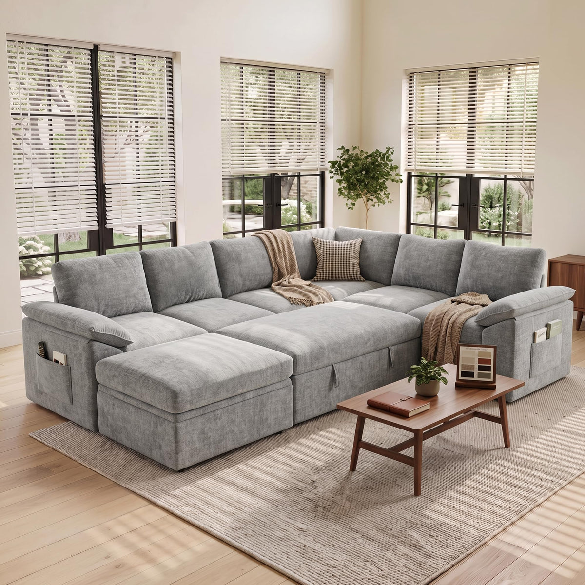 Sectional Sleeper Sofa with Pull Out Bed
